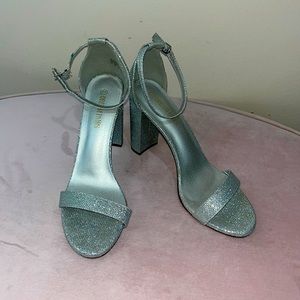 Silver chunky heel sandal